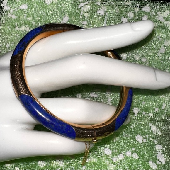 14K Gold Lapis Bangle Bracelet - Picture 6 of 16